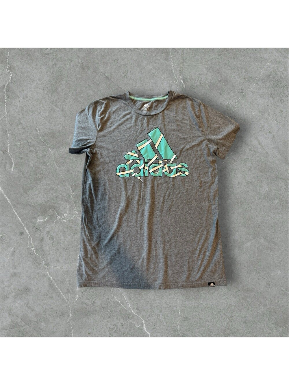 Adidas T-Shirt Three Stripes Shoe Laces Print Youth Kids Size XL - 18/20